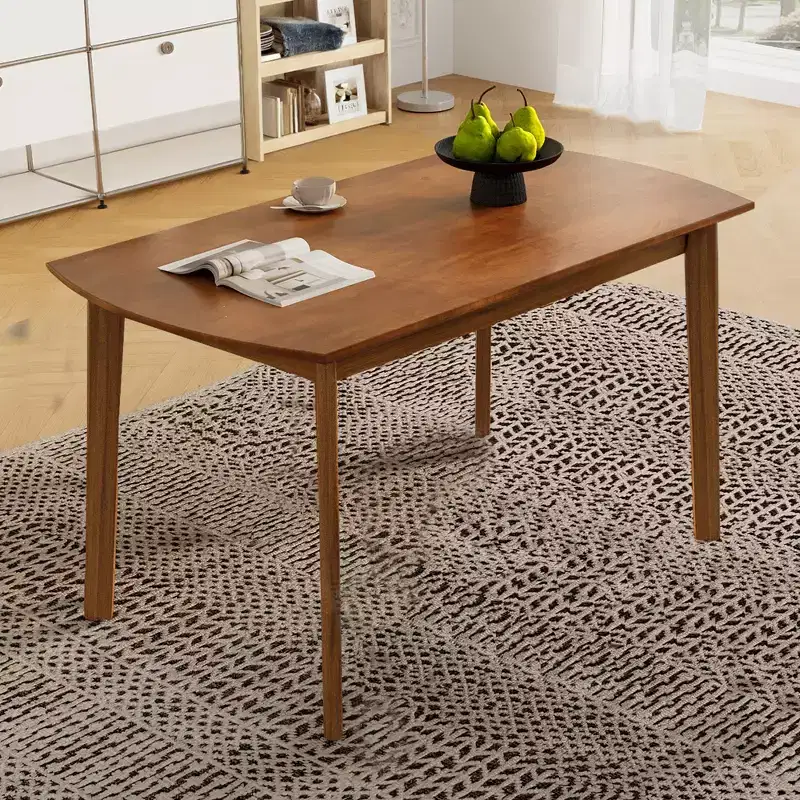 47 Mid-Century Modern Dining Table, Solid Rubber Wood Legs, Oval Curved Top for 4, Kitchen/Dining Room Table, Brown - ModernLuxe