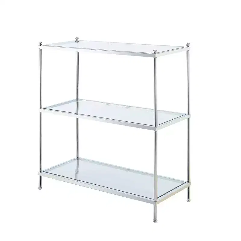 30.25" Royal Crest 3 Tier Bookcase Chrome - Breighton Home