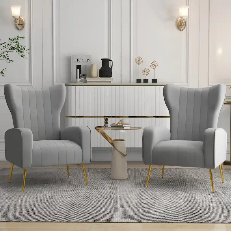 Upholstered Wingback Accent Chair - 26.4W x 37.8H x 32.6D