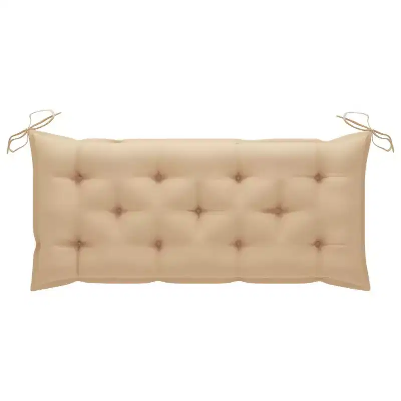 Garden Bench Natural Bamboo, Beige Cushion