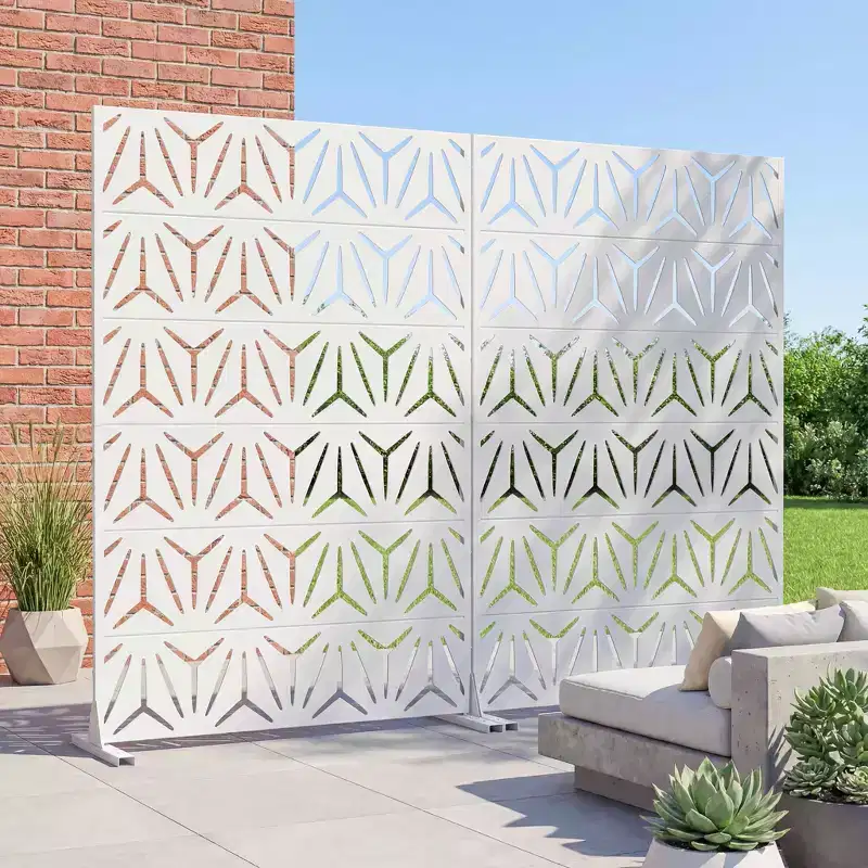 MAYEERTY Star 01 White Galvanized Steel Room Divider, 72x47x16, 6-Piece Double-Sided Modern Screen