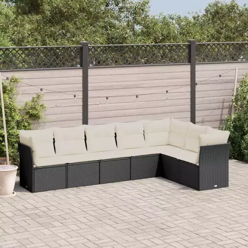 vidaXL Garden Sofa Set PE rattan, powder-coated steel, polyester
