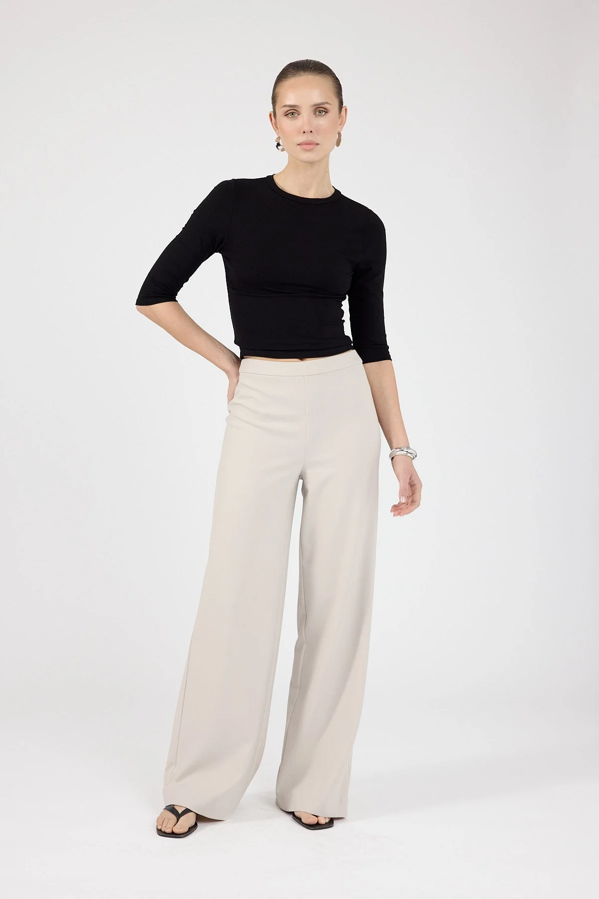 High Rise Pants Stone White