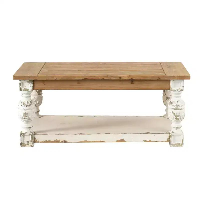 French Country Rectangular Wooden Coffee Table 47x27.5x20