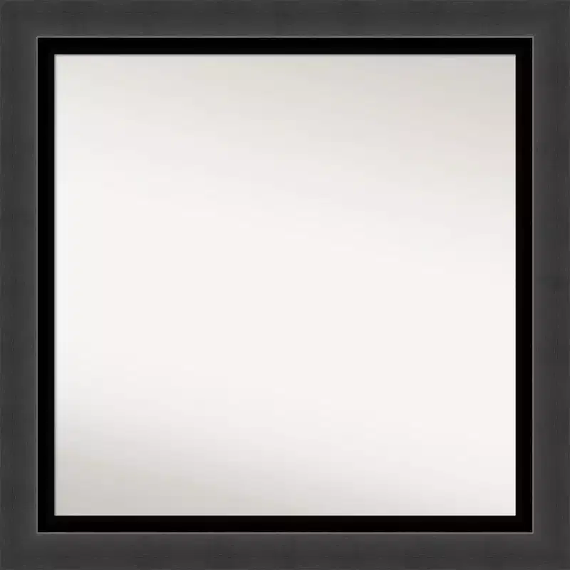 31x31 Non-Beveled Tuxedo Black Bathroom Wall Mirror - Amanti Art: Modern Square, Polystyrene Frame