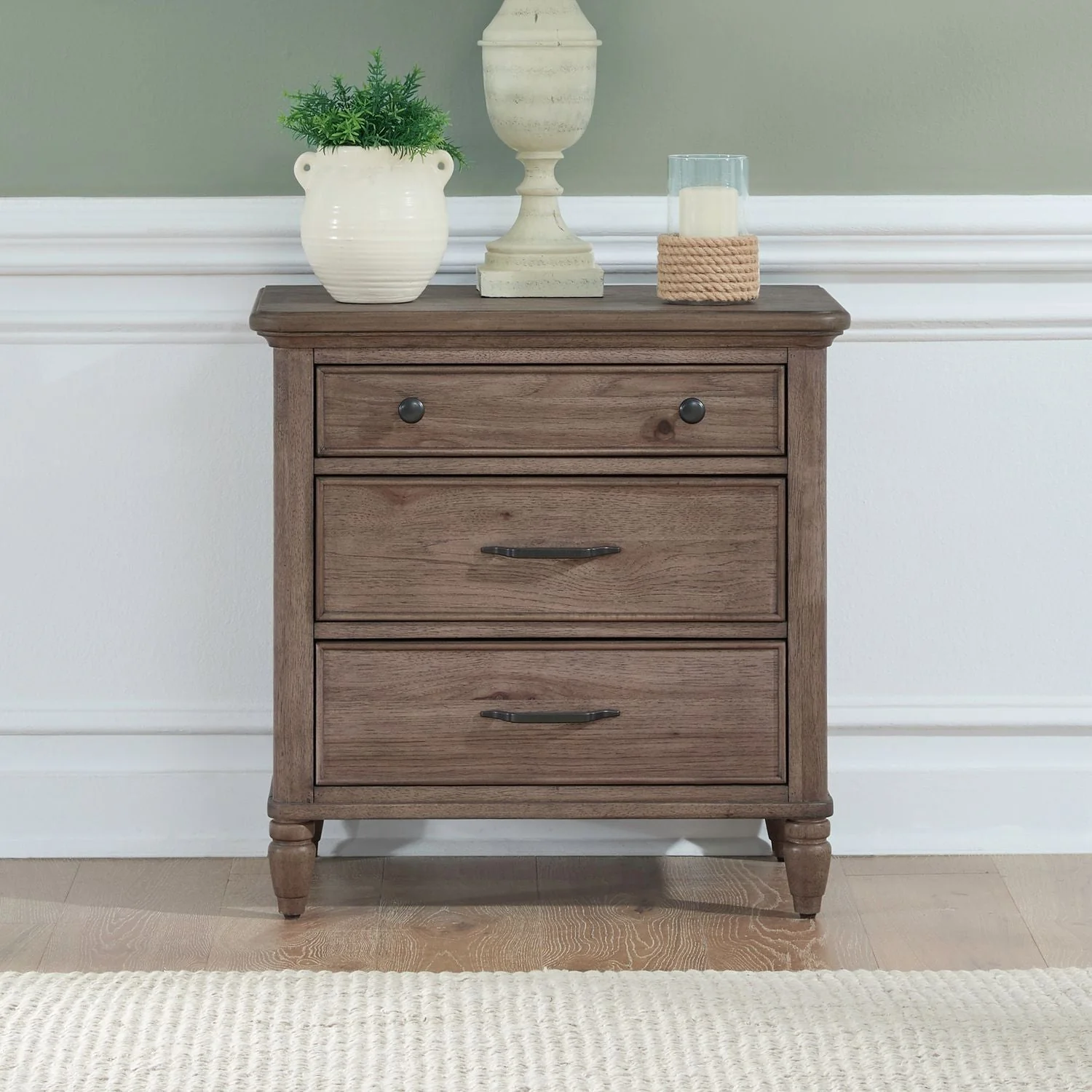 Nightstands d With Brown product Features Brass Bar Pull & Knob Hardware Simplified Step Moldings