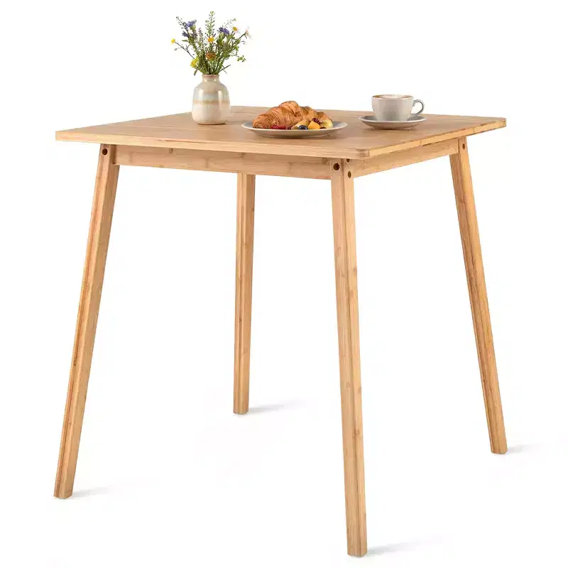 27.5'' Square Bamboo Dining Table for 2-4 People Dinner Table for Dining Room