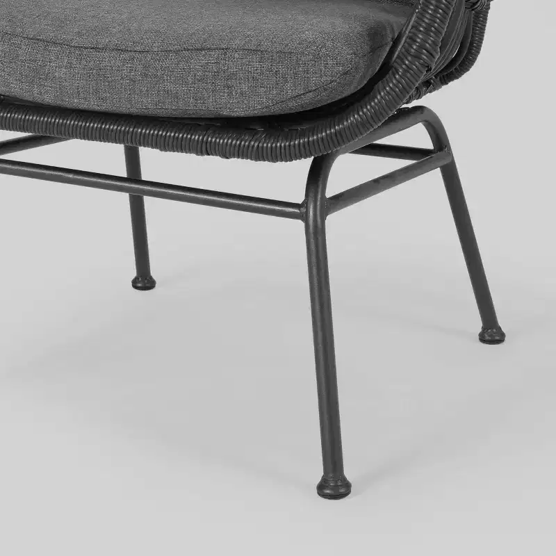 Chalet Modern Boho Chat Set Gray - Christopher Knight Home: Wicker & Metal Frame, 4-Piece Patio Ensemble