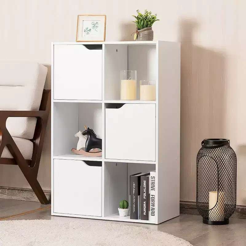 6 Cube Bookcase Cabinet Wood Bookcase Storage Shelves Room Divider Organization