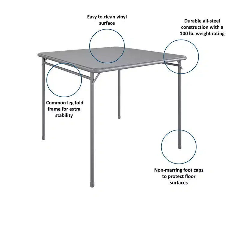 COSCO 5-Piece Folding Fabric Dining Set & 34 Vinyl Card Table