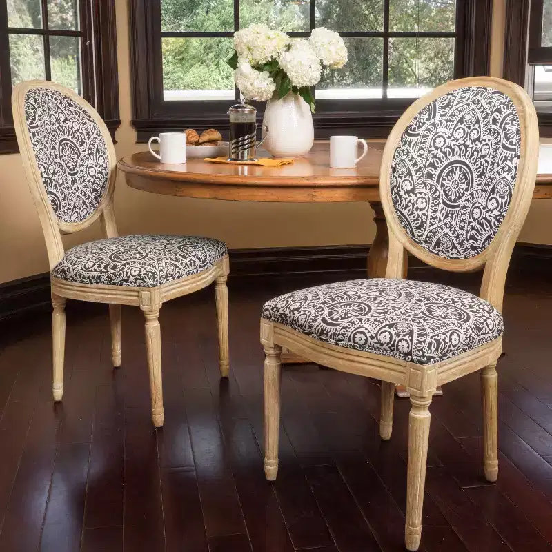 GDFStudio Karter French Country Upholstered Dining Chairs (Set of 2)