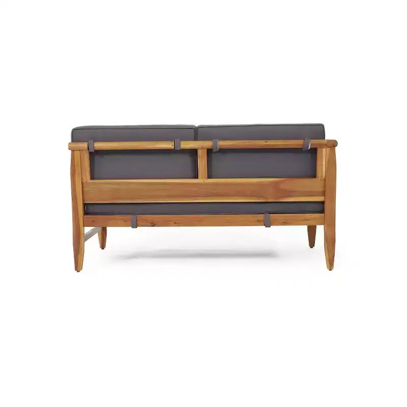 4pc Aston Outdoor Mid-Century Modern Acacia Wood Sectional Set with Cushions Teak/Dark Gray - Christopher Knight Home