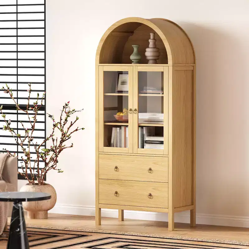 71 Tall Arched Kitchen Pantry, Modern Farmhouse Wood Kitchens Storage Cabinets for Kitchen, Dining Room