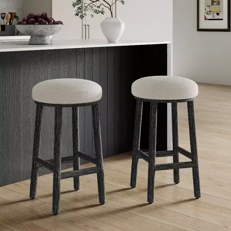 Christopher Knight Home Patsy Modern Minimalist Rubberwood Upholstered Counter Stools (Set of 2)