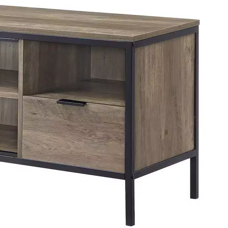 Acme Furniture Nantan TV Stand for TVs up to 50" Rustic Oak/Black Finish