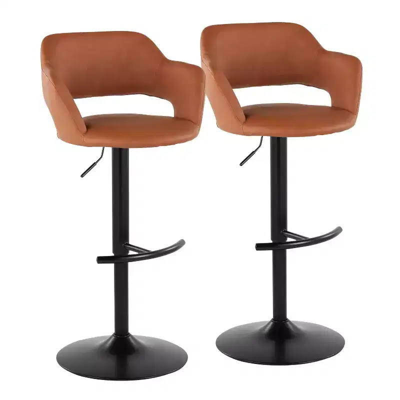 LumiSource Set of 2 Margarite Adjustable Barstools Black PU