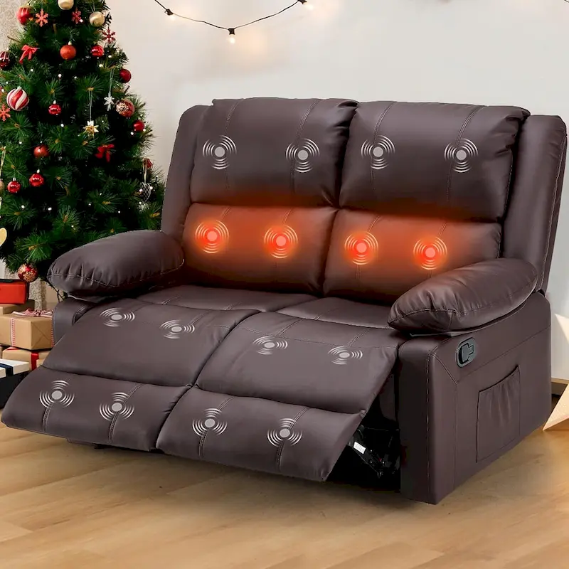 2-Seater Recliner Loveseat with Heat and Massage Function