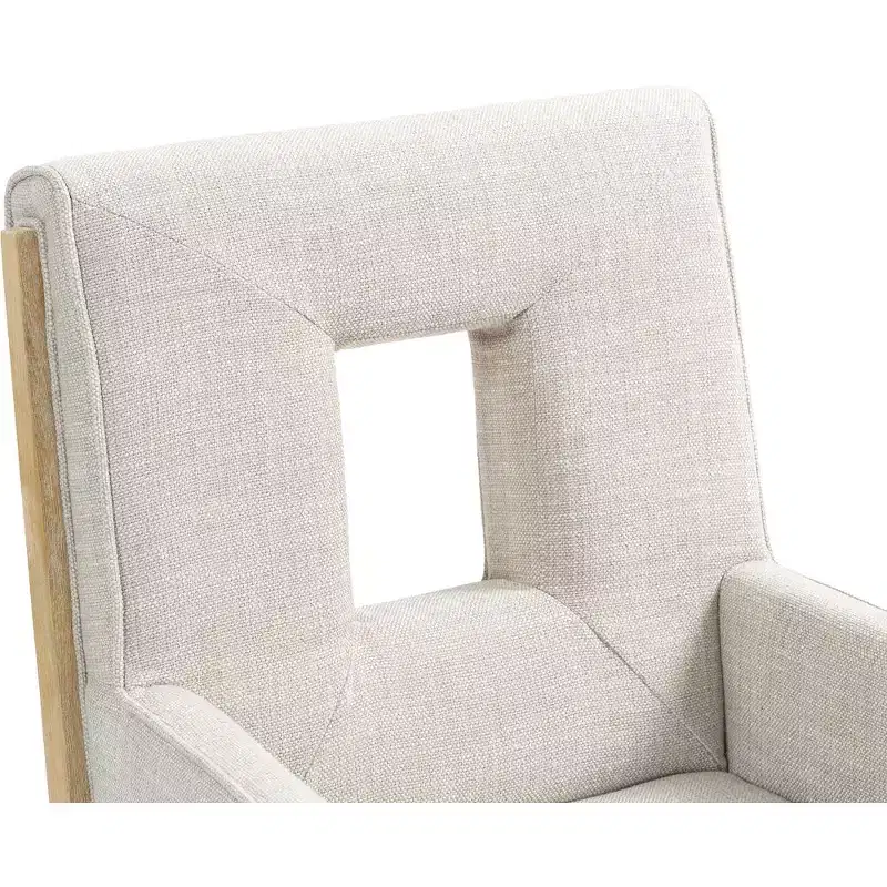 Meridian Furniture,Gwendolyn Cream Linen Textured Fabric Dining Arm Chair