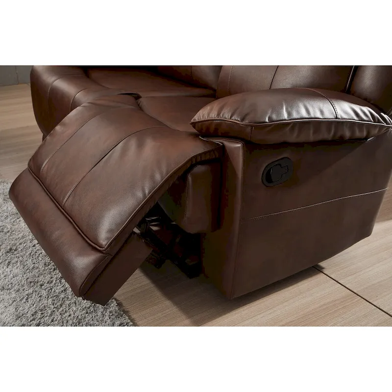 Betsy Furniture 3 Piece Bonded Leather Reclining Living Room Set, Sofa, Loveseat and Glider Chair