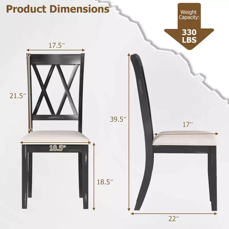 Costway 2/4 PCS Farmhouse Dining Chairs Modern Kitchen Chairs with Elegant Hollowed backrest
