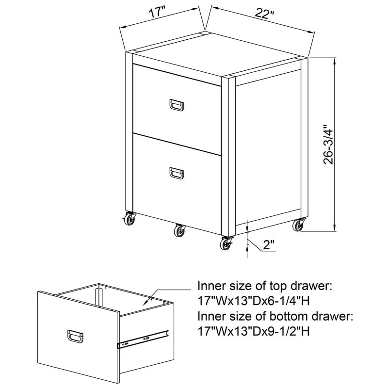 Poppy Rolling File Cabinet