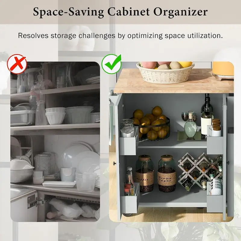 54 Kitchen Island Cart with Wheels