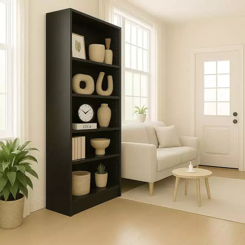 5 Tier Bookshelf Storage Cabinet - 5 Shelf Open Bookcase with Anti-Tip Safety Kit for Living Room, Home Office & Bedroom