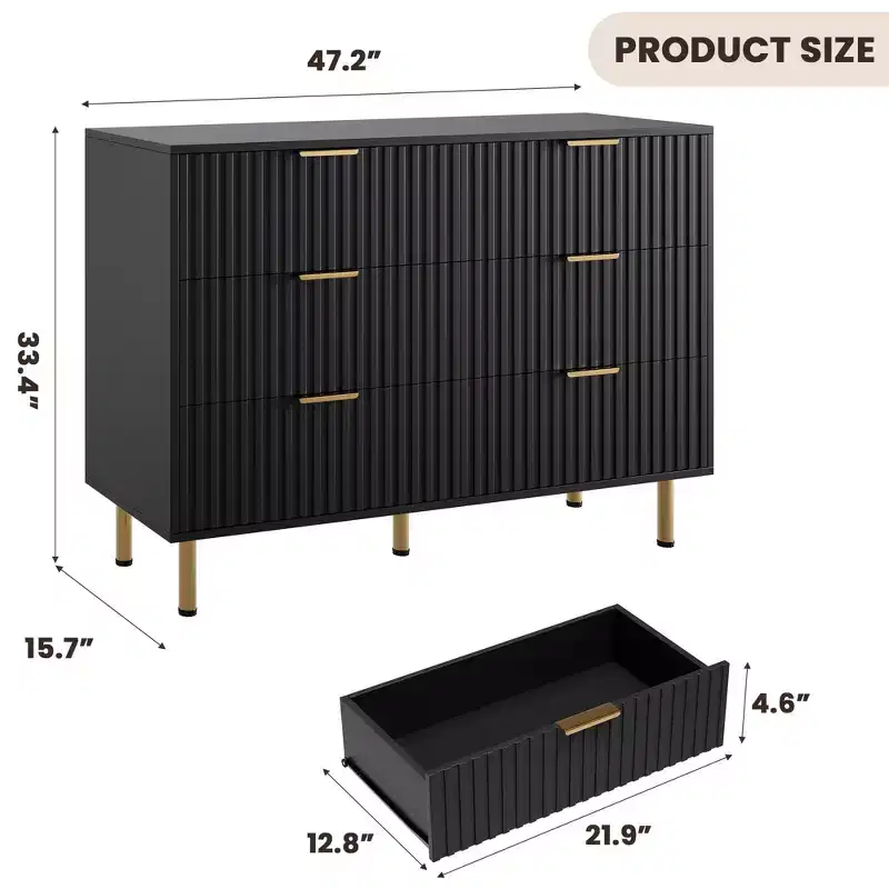 6-Drawer Dresser with Zebra Pattern, 47.2 Inch Wide Storage Chest for Bedroom, Living Room and Hallway