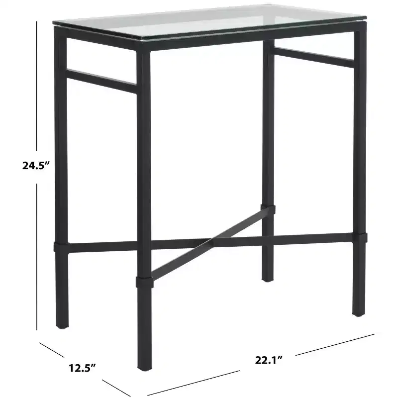 Viggo Glass Side Table - AMH8300 - Black - Safavieh Couture