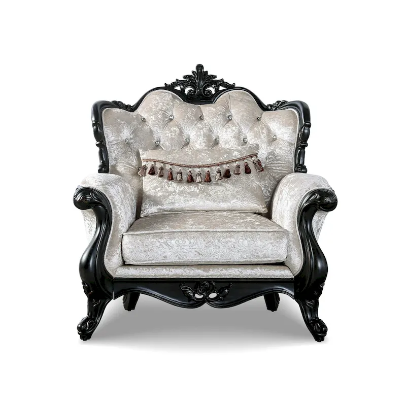 Furniture of America Clarissa Traditional Sofa Set with Button Tufted Back and Accent Pillow