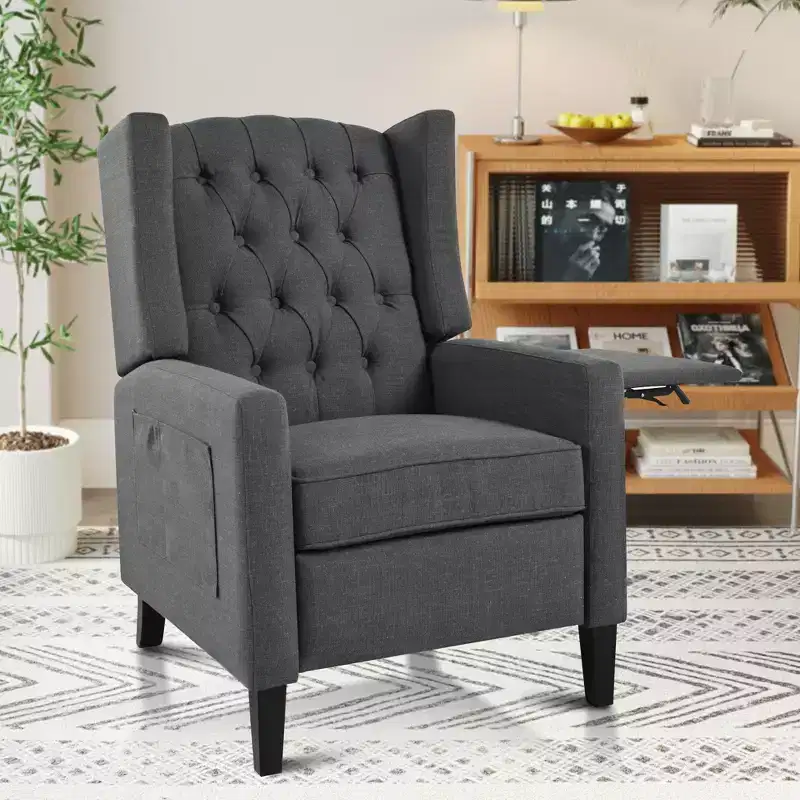 Christopher Knight Home Nicole Button-tufted Upholstered Recliner Chair with Foldable Side Table