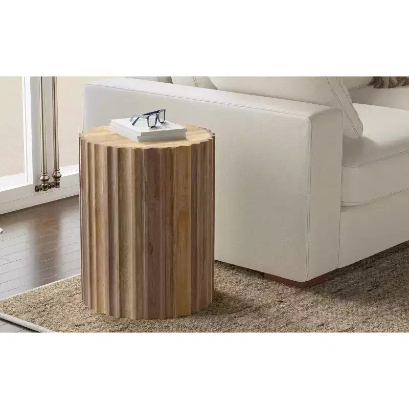 Doncaster 16 inch Wide Solid Mango Boho Contemporary End Table, Assembled