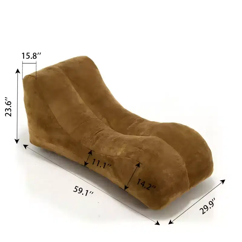 FurnitureR 59.1 Chaise Lounge Lazy Sofa, Soft Plush Fabric Ergonomic Contoured Floor Sofa, Comfy Sleeper Lounge Couch for Living Room Bedroom