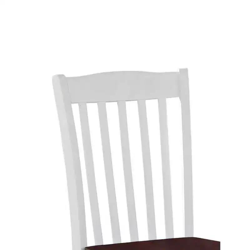 Simple Relax Set of 2 Wooden Side Chairs with Slatted Backrest in White and Walnut