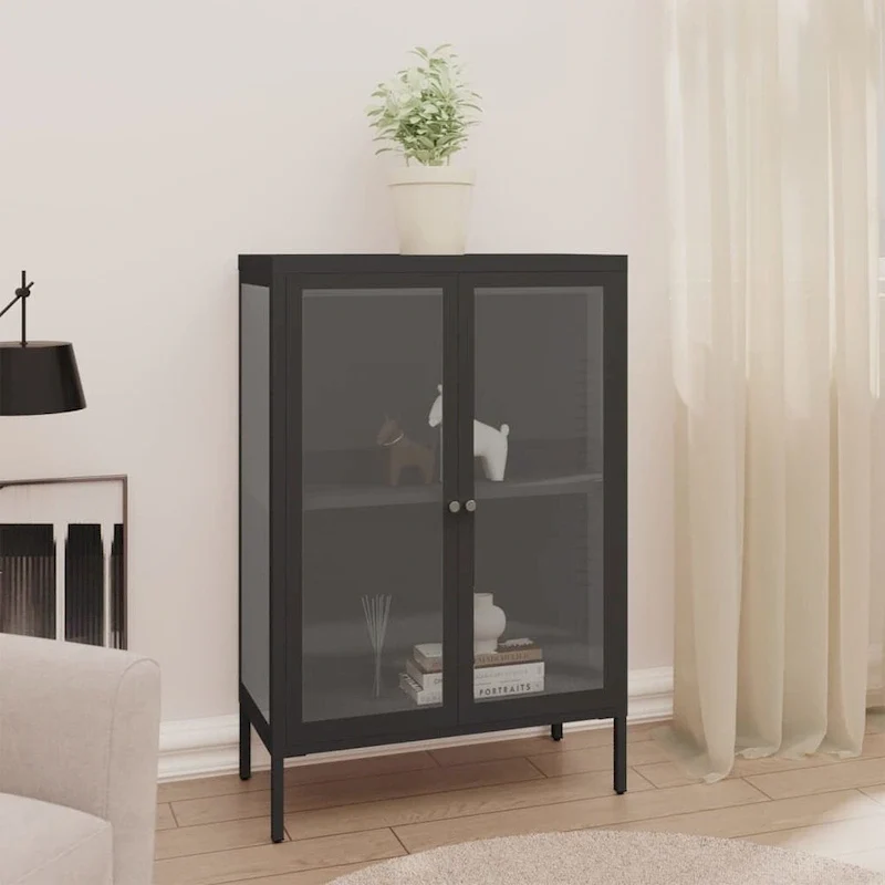 Sideboard Anthracite 29.5x13.8x41.3 Steel and Glass