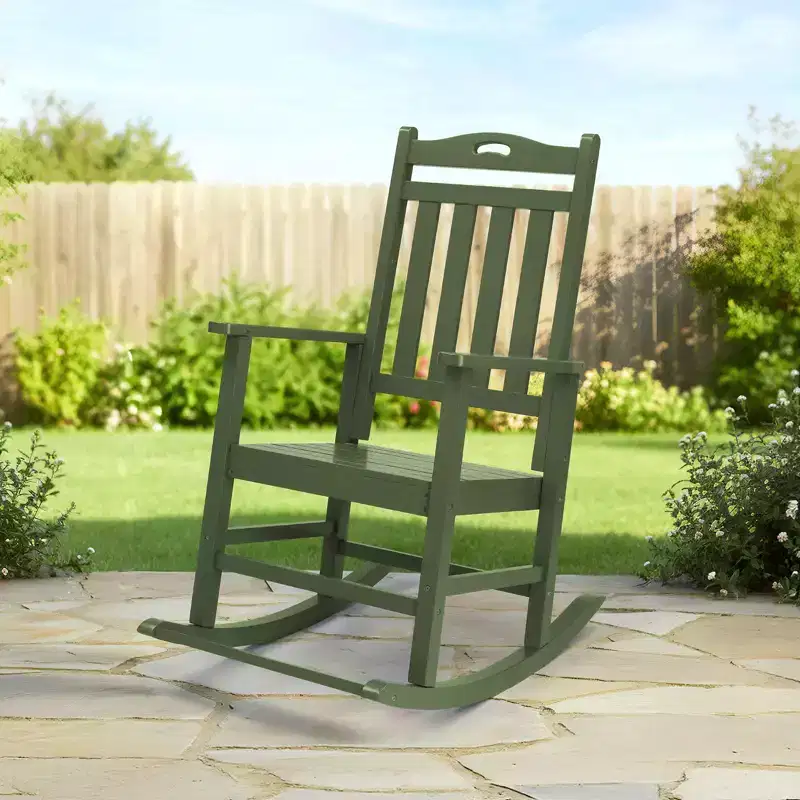 Karl Home | Solid Wood Patio Rocking Chair with Footrest