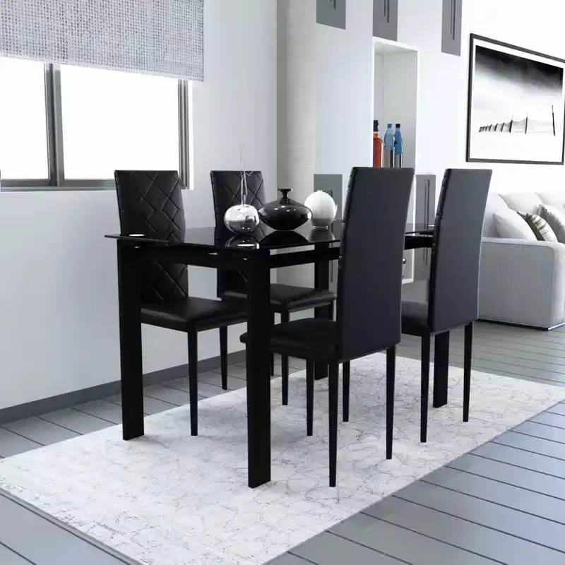 MAYEERTY Dining Chair Set 4 Piece PU Diamond Shaped Upholstered with Soft Leather Surface