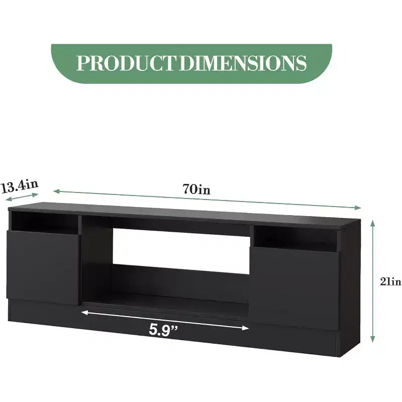 TV Stand for TV Up to 75 Inch, Modern Entertainment Center with Storage Cabinet, Fits into 36 Electric Fireplace