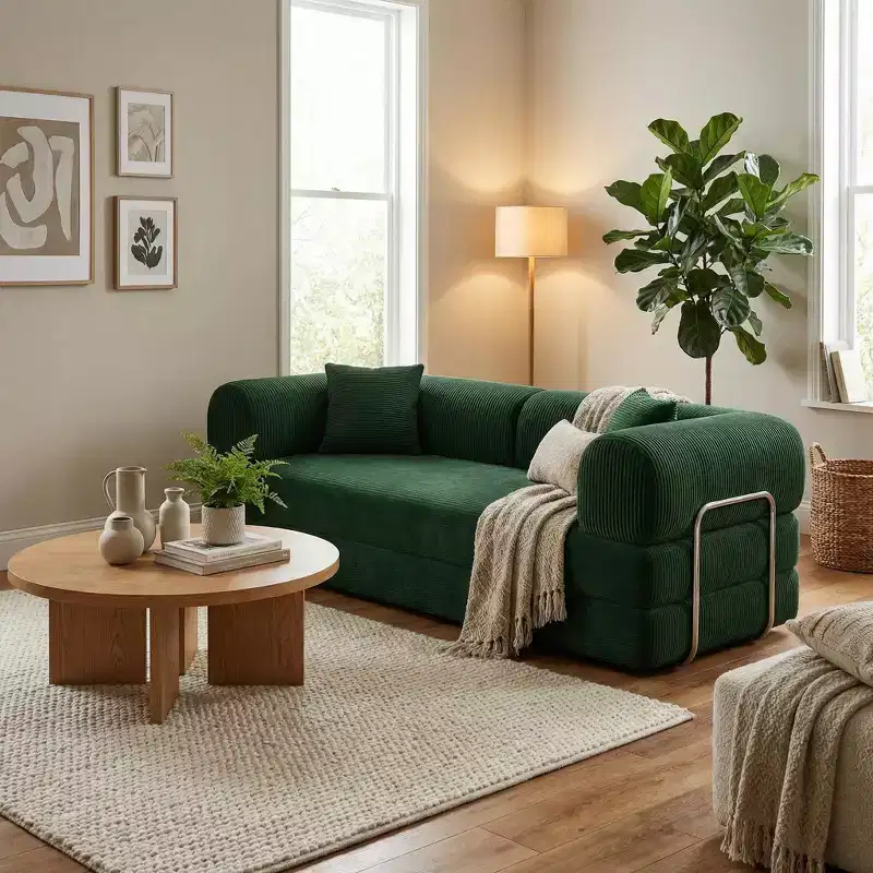 Modern Convertible Sofa Bed with Pull-Out Sleeper, Deep Seat Upholstered Couch for Living Room, Guest Room or Apartment