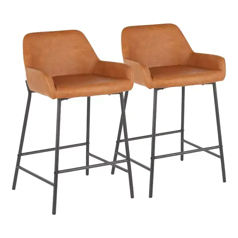 Set of 2 Industrial Counter Height Barstools