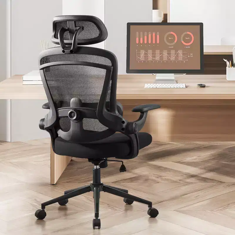 TUYOHW High-Back Ergonomic Office Chair with Adjustable Lumbar Support, Gaming Chair with Flip Up Arms, Mesh Computer Chair for Home, Office
