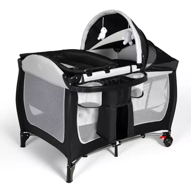 4-in-1 Baby Bassinet & Portable Playard - Convertible Bedside Crib, Diaper Changer, Storage Basket & Travel Bag