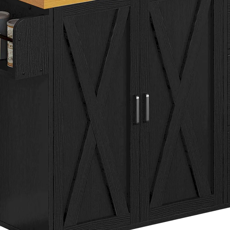 Moasis Large Rolling Kitchen Island Bakers Rack with Power Outlet, LED Light & Tall Shelf