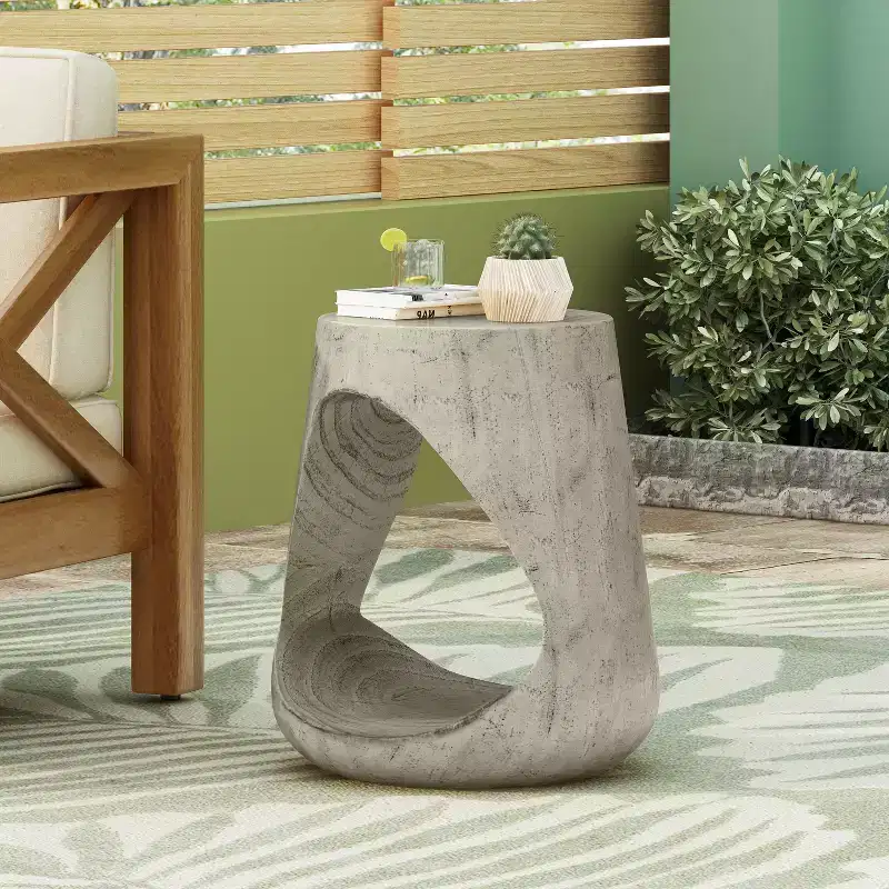 MAYEERTY Hollow Console Table Wood Like Texture Gray Color for Living Room