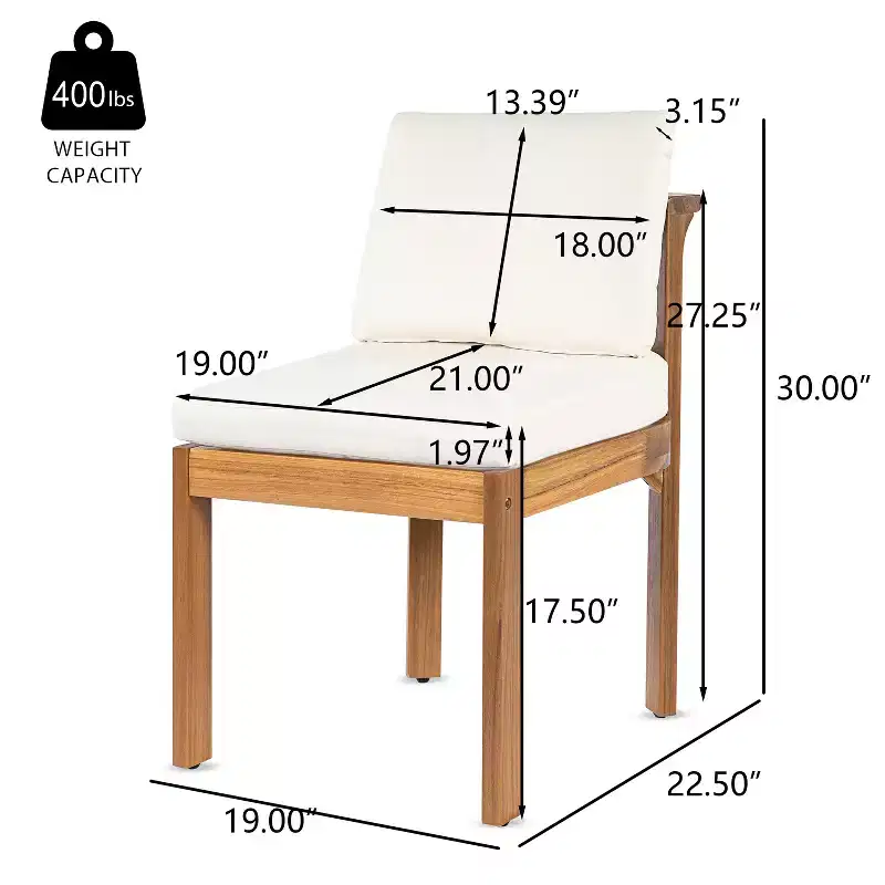 Christopher Knight Home Grayson Patio Modern Acacia Wood Armless Dining Chairs with Cushions