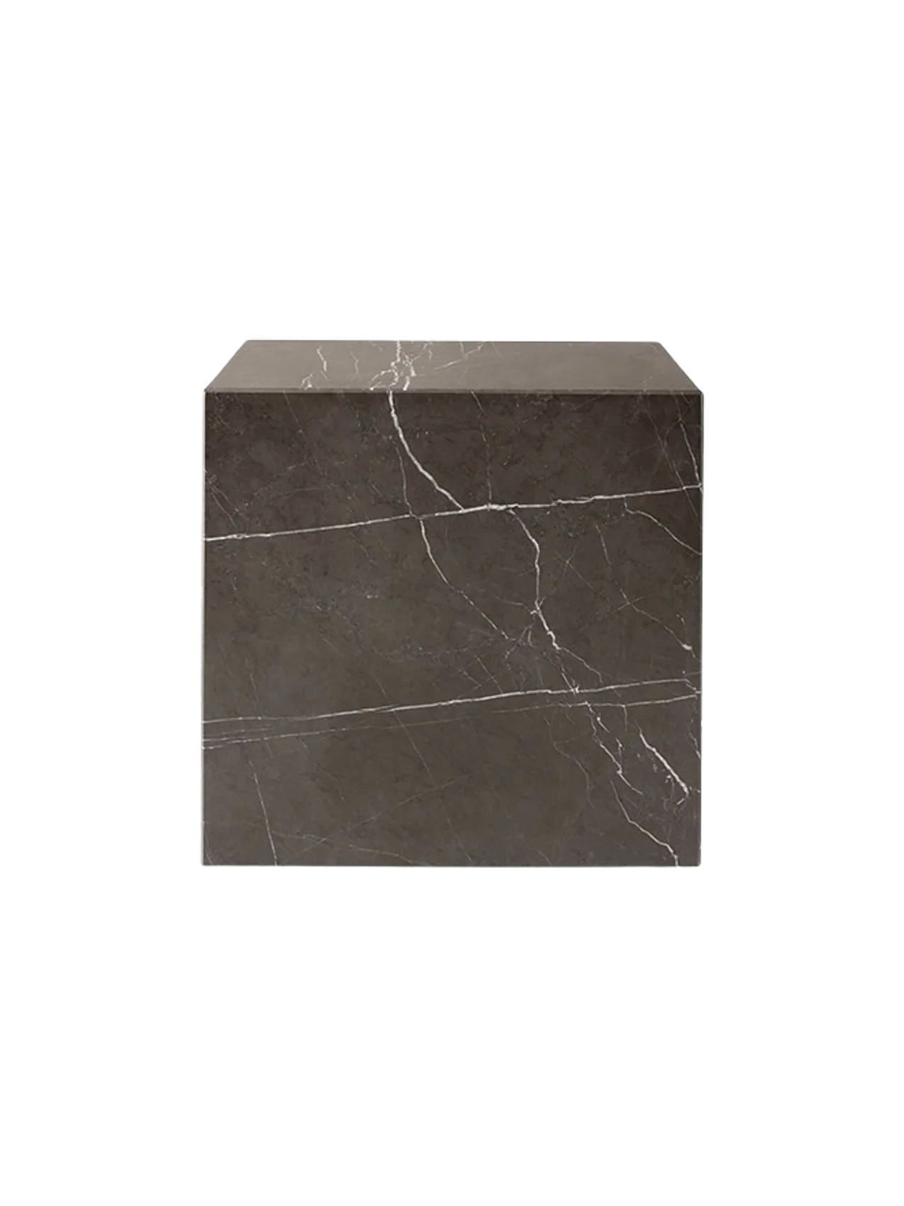 Minimalist Marble & Stone Side Table with Sculptural Cubic Pedestal Form for Living Room & Hallway