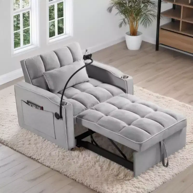 3-in-1 Convertible Sleeper Chair – Pull-Out Bed, Adjustable, Multi-Pocket, Small Spaces