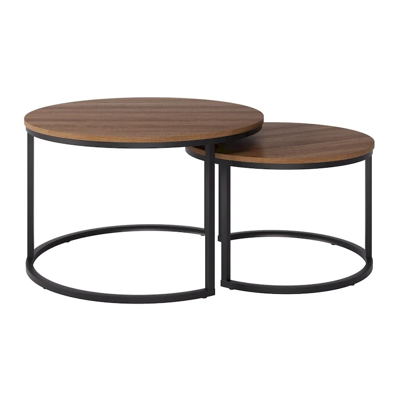 Fort Worth  of 2 Round Nesting Coffee Tables, Brown