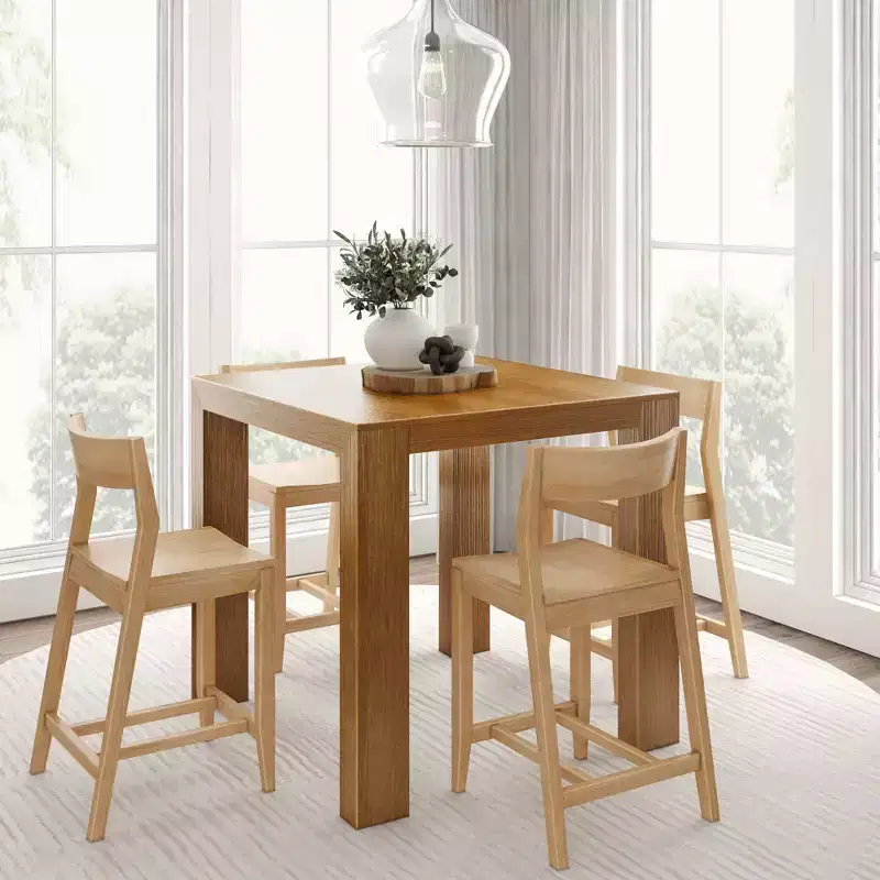 Plank and Beam Modern Counter High Table + 2 (2 pack) Modern Counter Chairs