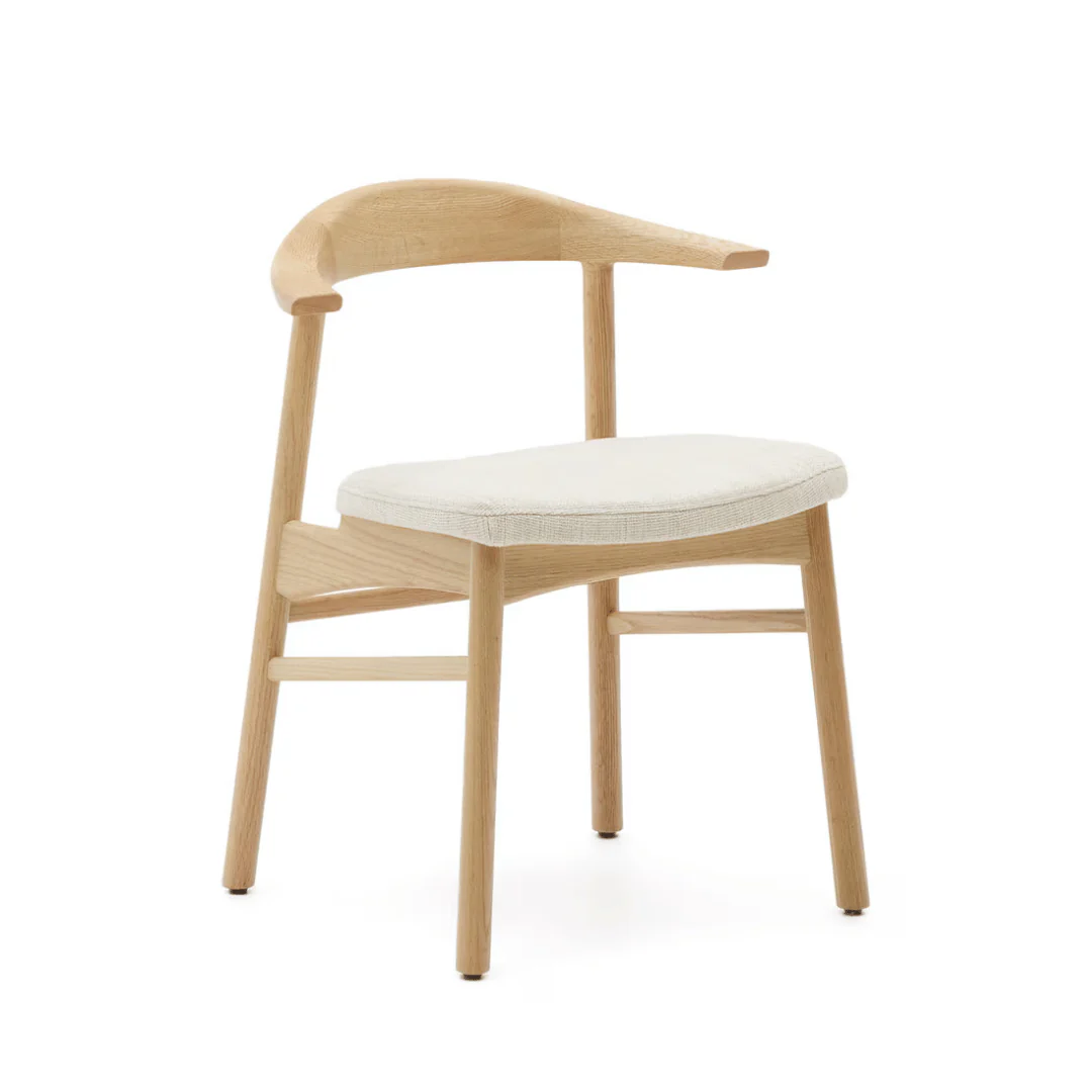 Natural Oak Dining Chair with Curved Back for Dining Room